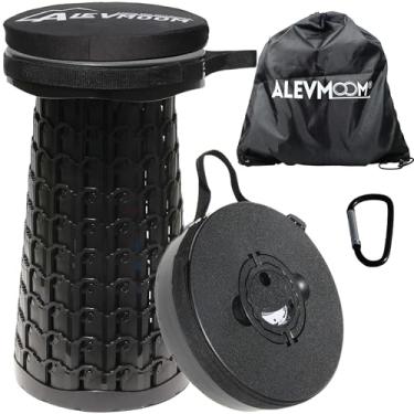 Imagem de ALEVMOOM Banqueta dobrável atualizada com almofada grossa, carga máxima de 399 kg, altura ajustável 46,5 cm D 26 cm, banco telescópico retrátil portátil para acampamento com bolsa de transporte