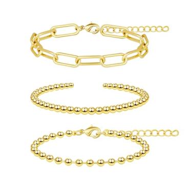 Imagem de Poxtex Conjunto de pulseiras de prata para mulheres, banhado a prata ou ouro, joias de prata modernas para mulheres modernas, Medium, Latão, Sem Pedra Preciosa