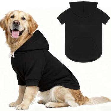 Imagem de 3GG Suéteres para cães grandes, moletom com capuz para cães, aconchegante moletom interior de lã com capuz e bolso, orifício para trela, suéter de roupas para animais de estimação para cães pequenos