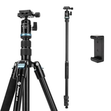 Imagem de Fotopro Tripé de câmera de 152 cm, tripé de viagem compacto de alumínio e monopé com placa de liberação rápida de cabeça esférica de 360°, tripé de câmera profissional para DSLR, A4I A5I (azul, 73