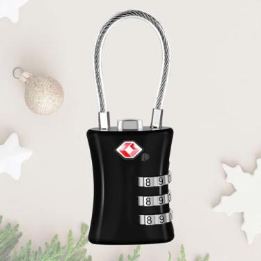 Imagem de Cadeados de bagagem aprovados pela TSA, liga de trava de viagem para mala de cabo, defina sua própria combinação de cadeado com zíper de metal, cadeados longos de 3 dígitos para armário de academia