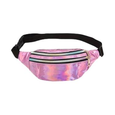 Imagem de Bolsa de peito feminina, bolsa de cintura de grande capacidade com alça ajustável, pochete transversal versátil para uso ao ar livre para mulheres, Laser, rosa, One Size, uso diário