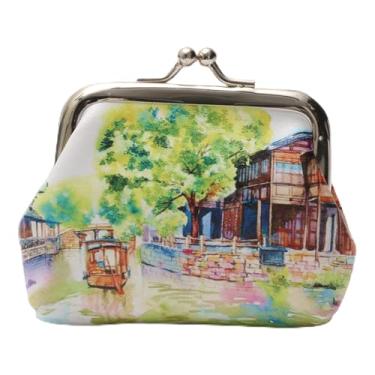 Imagem de 1 bolsa carteira preta toldo barco bolsa de couro PU verde amarelo 9 x 8 cm