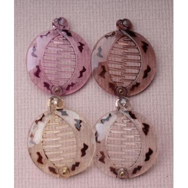 Imagem de 4 peças de grampos de cabelo de banana de plástico redondo francês antiderrapante rabo de peixe pequeno fofo intertravado liso rabo de cavalo para mulheres cabelo fino grosso e fino (ponto)