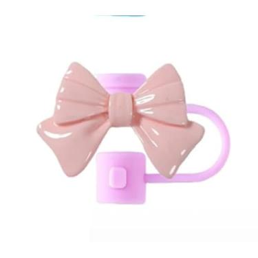 Imagem de Topper de palha de silicone rosa nude para Stanley 30 e 1,134 g, tampa de palha de laço fofo, cobertura de palha à prova de respingos, capa de tampa de palha reutilizável, capas de ponta de canudo