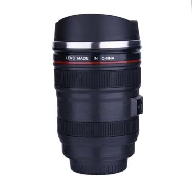 Imagem de Caneca de café com lente de câmera, copo de aço inoxidável, copo de viagem à prova de vazamento, garrafa de água de chá com tampa e colher (Five Dynasties-(preto)