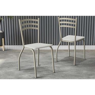 Imagem de Kit 2 Cadeiras De Cozinha Portugal 2c007nk Aço 2 Uni Niquel Courano Branco