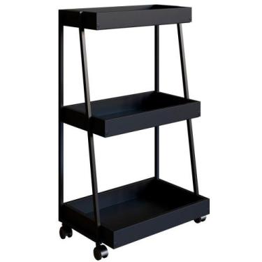 Imagem de Carrinho Organizador Multiuso 03 Prateleiras P1032 Preto Pp Milani Sto