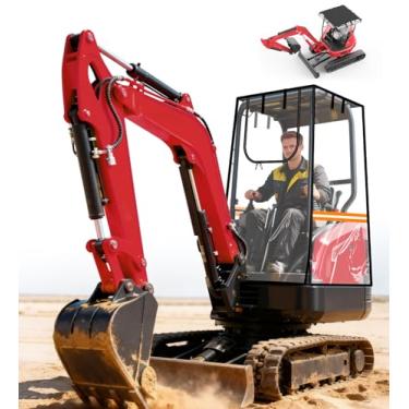 Imagem de JDMON Capa de mini escavadeira à prova d'água com tiras de teto, tampa 600D e invólucro de PVC transparente para visibilidade de 360°, proteção para todos os climas, compatível com Bobcat, Kubota, Cat