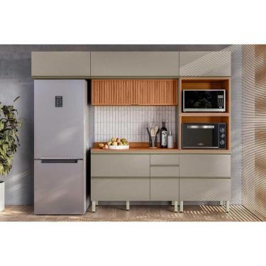 Imagem de Cozinha Completa Proença 4 Peças (2aéreos+1balcão+1torrequente) C4p201 Nogueira Touch-nude Prime - Demóbile