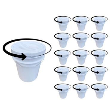 Imagem de Balde Plástico Tampa Rosca Para Obra - Kit 15 Pçs