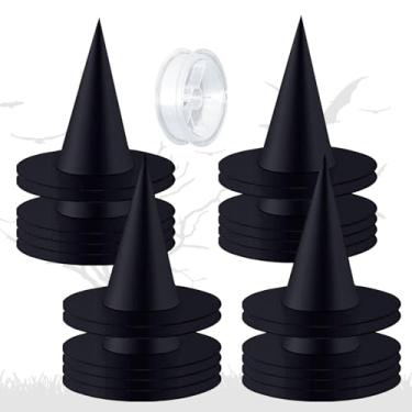 Imagem de Halatool 24Pack Halloween Witch Hat Black Witch Hats for Halloween Costume Party Large Hanging Witches Hat for Yard Decoration