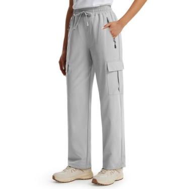 Imagem de Calças femininas Libin, casual, para caminhada, cargo, cinza claro, L