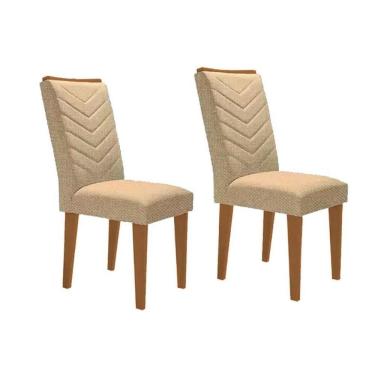 Imagem de Kit 2 Cadeiras De Cozinha Londrina 2 Un Madeira Capuccino Linho Bege Turim Rufato