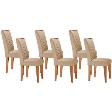 Imagem de Kit 6 Cadeiras De Cozinha Londrina 6 Un Capuccino Linho Bege Turim Rufato