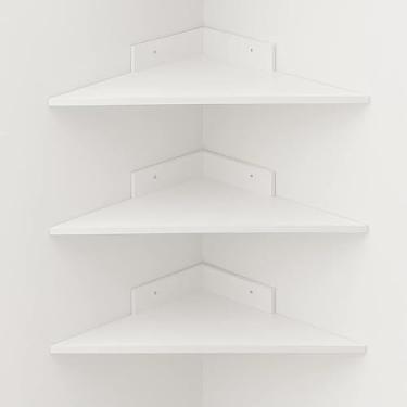 Imagem de Prateleira de Canto, Kit Trio Canto Prateleiras de Canto Mdf, 35x35cm(CANTO BRANCO)