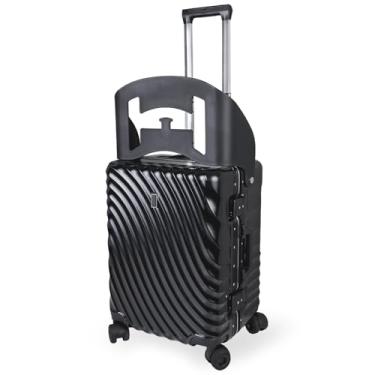 Imagem de Mala de Viagem Média com Assento Infantil, ABS Preto, 41x32x54.5cm, Rodas 360°, Trava TSA, Alça Telescópica, Suporta 35kg, MR-BH029, Alira Home (Preto)