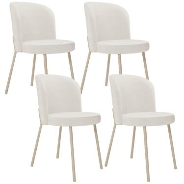 Imagem de Kit 04 Cadeiras Para Sala De Jantar Cozinha Estofada Gavi Arena L02 Linho Bege - Lyam Decor