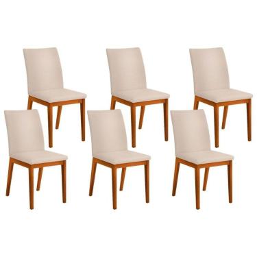 Imagem de Cadeira Sala De Jantar Vitória Kit 6 Un Ipe-suede Creme - Dj Móveis
