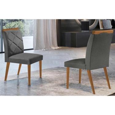 Imagem de Kit 2 Cadeiras Sala Jantar Melissa 2 Un Madeira Capuccino-linho Grafite - Rufato
