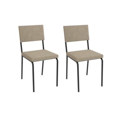 Imagem de Kit 2 Cadeiras De Cozinha Zaria 2c128prf Aço 2 Un Preto-linho Bege Fendi - Kappesberg