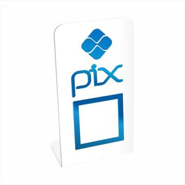 Imagem de Placa Pix QR Code Display Para Pagamentos Acrílico 3mm Branco (branco + azul)