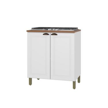 Imagem de Balcão Para Cozinha 80cm 2 Portas Com Tampo Firenze Branco Indekes 