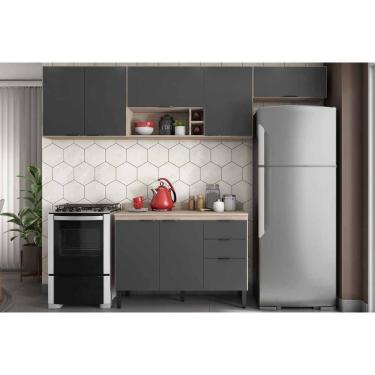 Imagem de Cozinha Completa Firenze 4 Peças (3aéreos+1balcão) C4p254 Avena-grafito - Demóbile