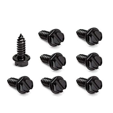 Imagem de aoyutc Parafusos de placa de licença automotiva - Conjunto de 8 aço inoxidável preto, 0,6 cm x 3/10.2 cm, cabeça com fenda hexagonal