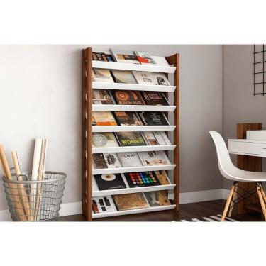 Imagem de Armário Sapateira Quarto Sapateira Az1006 C- 8 Prateleiras Branco-nogal - Tecno Mobili