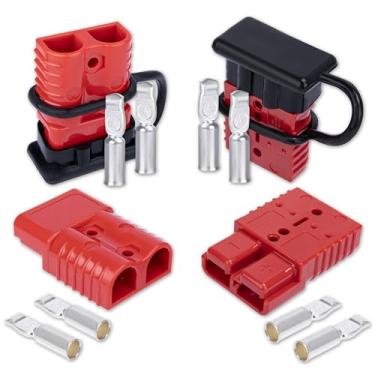 Imagem de Conector Anderson 4 peças, baterias 175 Amp 12v kit de plugue de conexão/desconexão rápida, conectores para cabos 1/0 AWG, para carro, bicicleta, quadriciclo, guinchos elevadores de motores, vermelho