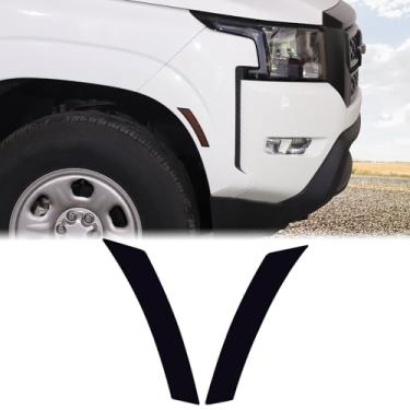 Imagem de Protetor de película de luz para para-choque lateral para carro compatível com Nissan Frontier 2022-2025, 2 peças de painel de lâmpada de sobrancelha de roda, decalques de vinil pré-cortados, adesivos