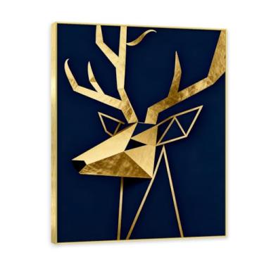 Imagem de Moldura dourada. Pintura de Natal glamorosa minimalista, arte geométrica dourada, decoração de Natal moderna emoldurada para parede da sala de estar. A07. 30x40cm-11,8x15,7 pol