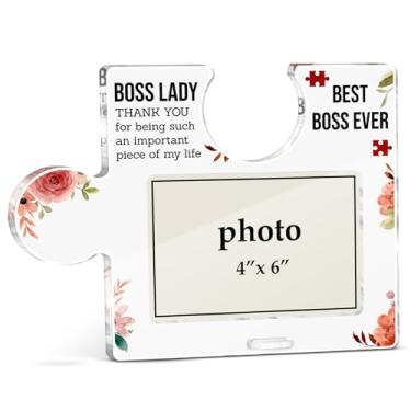 Imagem de XFFJGVR Porta-retrato Boss Lady Presentes, presente de agradecimento do Dia do Chefe para mulheres chefes líderes gerentes, melhor presente de dama de chefe, peça de quebra-cabeça de acrílico