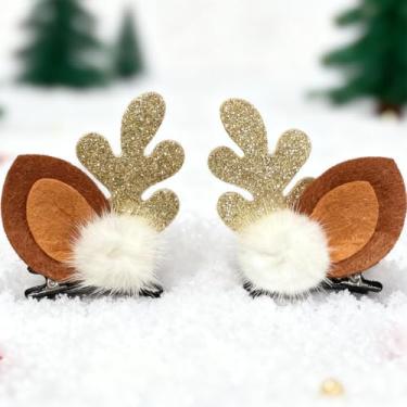 Imagem de 1 peça de clipes de cabelo de Natal para mulheres e meninas, conjunto de acessórios de acessórios de cabeça para festas de fim de ano, celebrações de inverno, presente adorável (ouro)