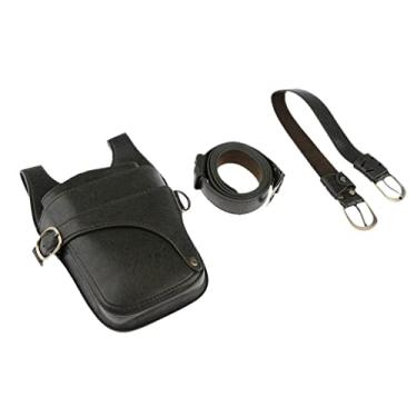 Imagem de barenx Bolsa de couro real para tesouras, suporte de tesoura, grampos de cabelo de barbeiro, grampos de cintura - Verde