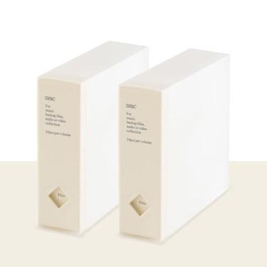 Imagem de TNDCKP Capa para CD, 24 compartimentos para CD/DVD, carteira, plástico rígido, DVD, disco, fichário para carro, casa, escritório, viagens (capacidade para 2, 24 branco)