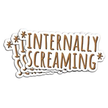 Imagem de (3 peças) Adesivo de grito interno engraçado fofo meme saúde mental humor presente decalques de vinil à prova d'água para livros, laptops, telefone, garrafas de água, copo Kindle de 7,6 cm