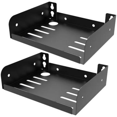 Imagem de Pacote com 2 prateleiras flutuantes de metal, prateleira de exibição de parede de 15 x 12 cm para cozinha, banheiro, sala de estar, rack de armazenamento de aço preto para câmeras e decoração