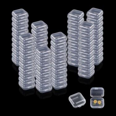 Imagem de Sgphrzlt 80 recipientes pequenos de joias transparentes, mini caixa de armazenamento de contas de plástico transparente com tampas articuladas, estojo empilhável para itens pequenos, artesanato, anel