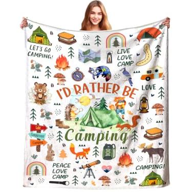 Imagem de Cobertor de viagem para acampamento, presente para mulheres, homens e crianças, cobertor de flanela ultramacio e aconchegante, melhores ideias de presente para acampamento ao ar livre, trailer