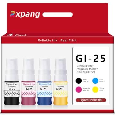Imagem de Garrafas de reposição de tinta Pigment GI-25 GI25 para Canon GI25 GI-25 Ink compatível com impressoras Canon Megatank GX2020 GX1020, pacote com 4