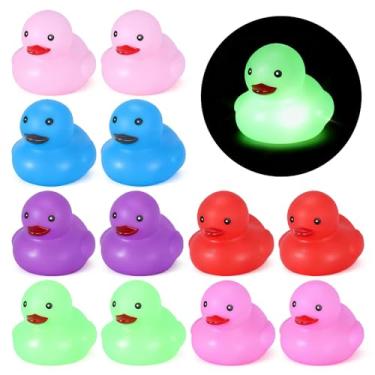 Imagem de BOZILY 12 peças de acessórios de carro de patos de borracha LED, decorações de painel iluminadas para decoração de festa de carro, mesa de escritório, ornamentos modernos para carros de pato com fácil