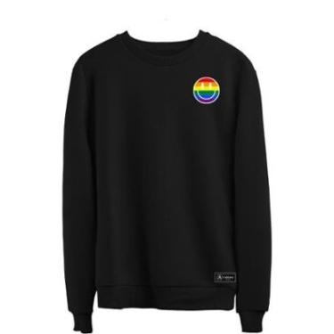 Imagem de Blusão Moletom Lgbt Masculino e Feminino Personalizado sem Capuz gola Redonda-Unissex