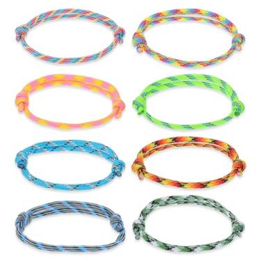 Imagem de ValueBargain Pulseiras náuticas masculinas, 24 peças de pulseiras ajustáveis da amizade para homens, conjunto de corda trançada feita à mão, perfeito para amizade, cores