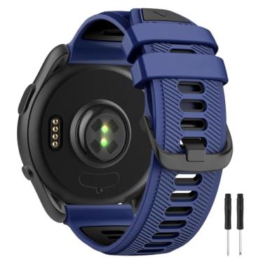 Imagem de Velocarer Pulseira de relógio para Garmin Forerunner 965/Forerunner 955/Forerunner 945/Forerunner 935/Descent G1, pulseiras de substituição de silicone macio de 22 mm, azul royal e preto