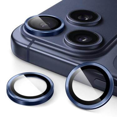 Imagem de JETech Protetor de Lente de Câmera para iPhone 17 Pro 6,3 Polegadas e iPhone 17 Pro Max 6,9 Polegadas, Anel Individual de Metal de Vidro Temperado 9H, HD Claro, 1 Conjunto (Azul-intenso)