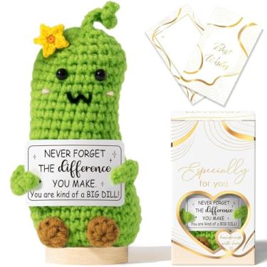 Imagem de Christmas Thank You Gifts for Women, Handmade Emotional Support Crochet Pickle w/ Card, Employee Teacher Appreciation Gifts Stocking Stuffers, Christmas Birthday Gift for Women Coworkers Nurse Boss
