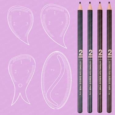 Imagem de Guapa Kit de régua de mapeamento de sobrancelhas – Moldes ABCD para modelagem de sobrancelha com lápis de mapeamento preto e marrom opcionais para simetria precisa e pré-desenho (Kit 3)