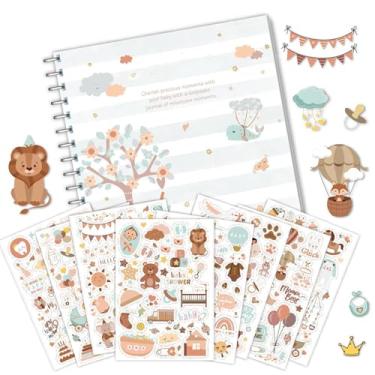 Imagem de Shakven Livro de registros para crescimento infantil,Livro de registros de crescimento,Livro de registros infantis Livro de marcos de lembrança - Diário de eventos Scrapbook Timeless Simple Kids